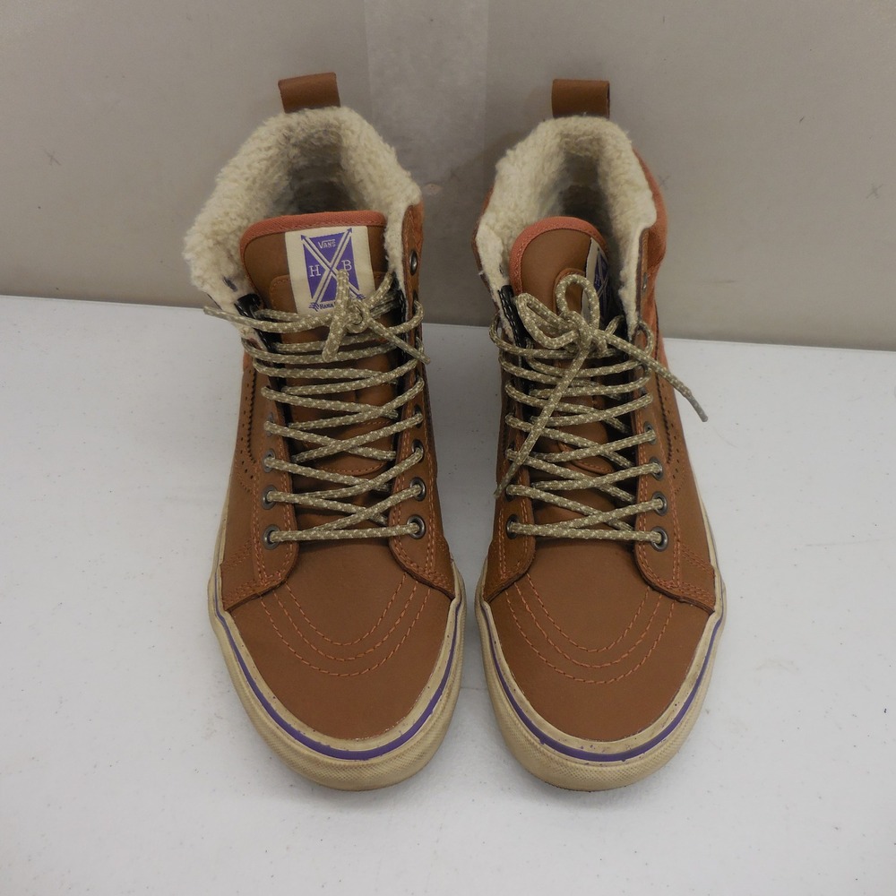 Vans Sk8-Hi MTE Brown Leather Suede Faux Fur Sneakers Mens 7 Womens 8.5